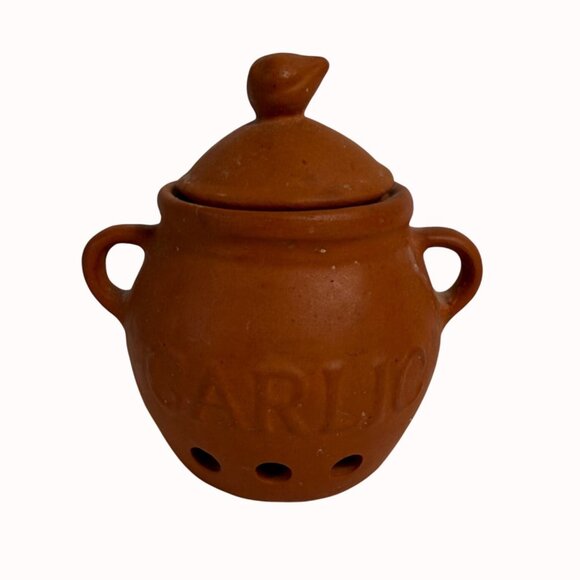 Garlic Keeper Terra Cotta Clay Pot Red Kitchen Gadget Storage Home Decor Cooking - Picture 11 of 13